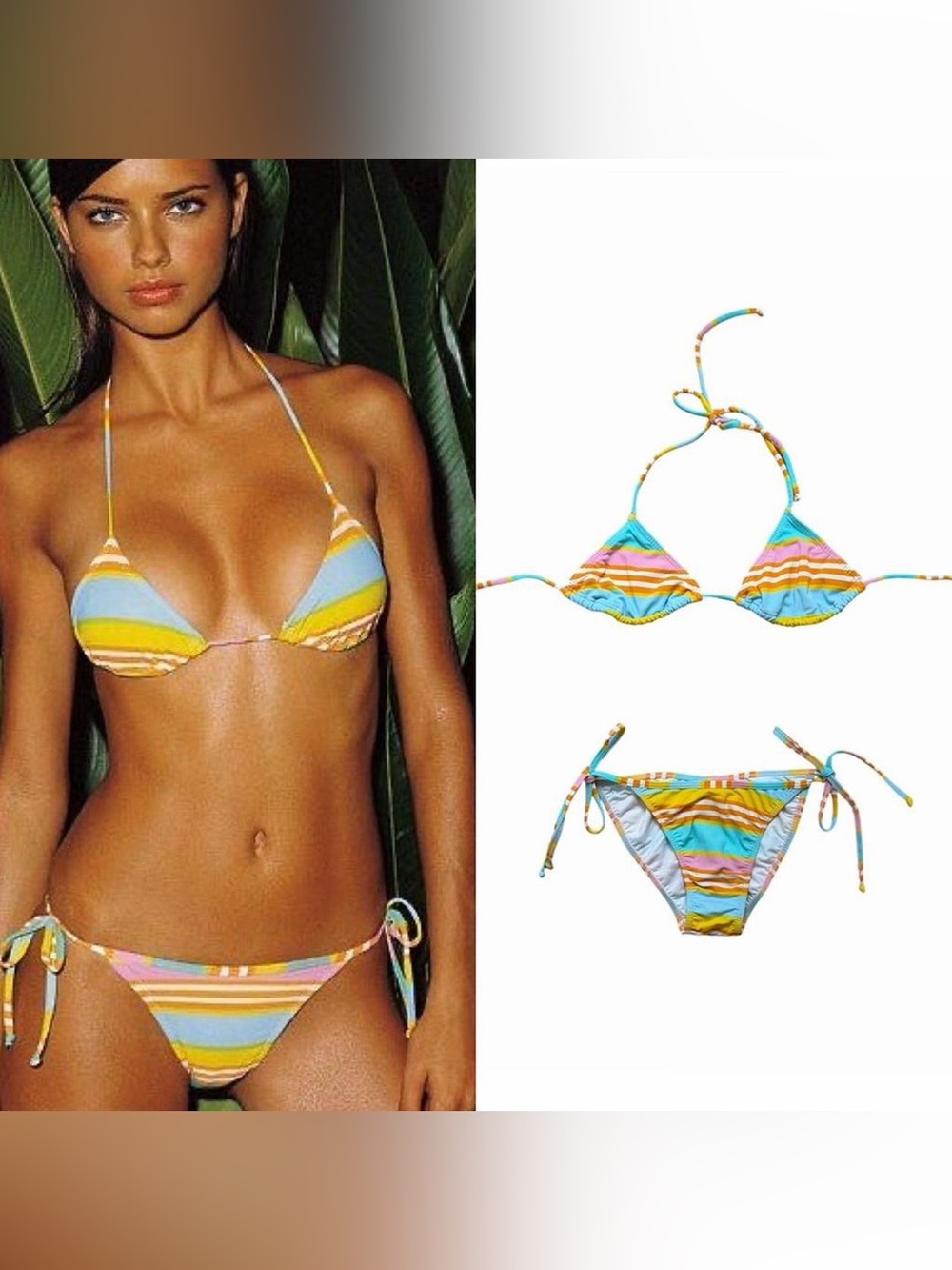 Tropical Brazilian Stripe Bikini As Seen On Adriana Lima